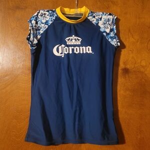Corona Navy Blue Floral Rashguard with Yellow Accent- Size Small